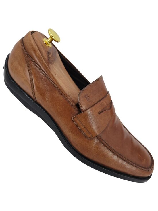 Tod's Other - Tods Italy Mens Size 9.5 Light Brown Leather Dress Casual Shoes Penny Loafers